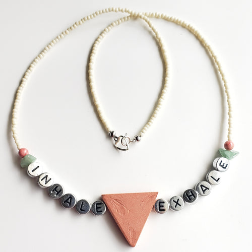 Aromatherapy handmade terracotta triangle bead necklace