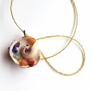 Chakra nautilus shell pendant necklace 18"